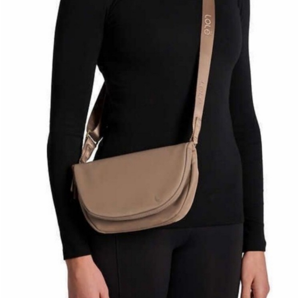 Lole Crossbody Tan Bag Flap Magnetic Closure Lolë Purse - Picture 2 of 5